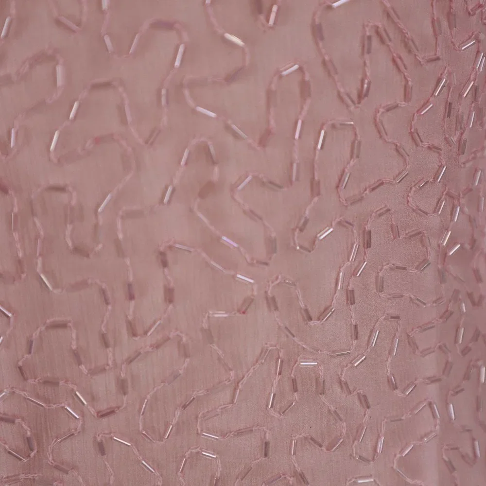 🌺 Vtg Stenay NWOT Pink Sequin Beaded Rhinestone Party Cocktail Wedding Dress S - Picture 10 of 13